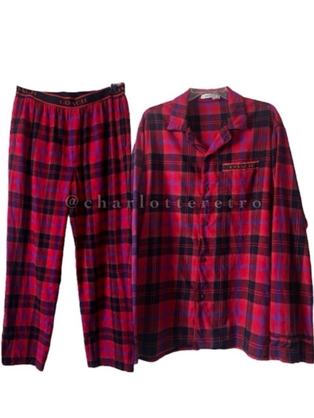 Coach x Saks Fifth Avenue • Red Bleeker Plaid Flannel Pajama Set